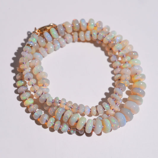 white fire opal australian opals rondelle candy necklace 14k designer brittany myra jewelry