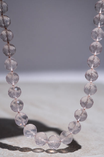 Faceted Rose Quartz Beaded Candy Necklace