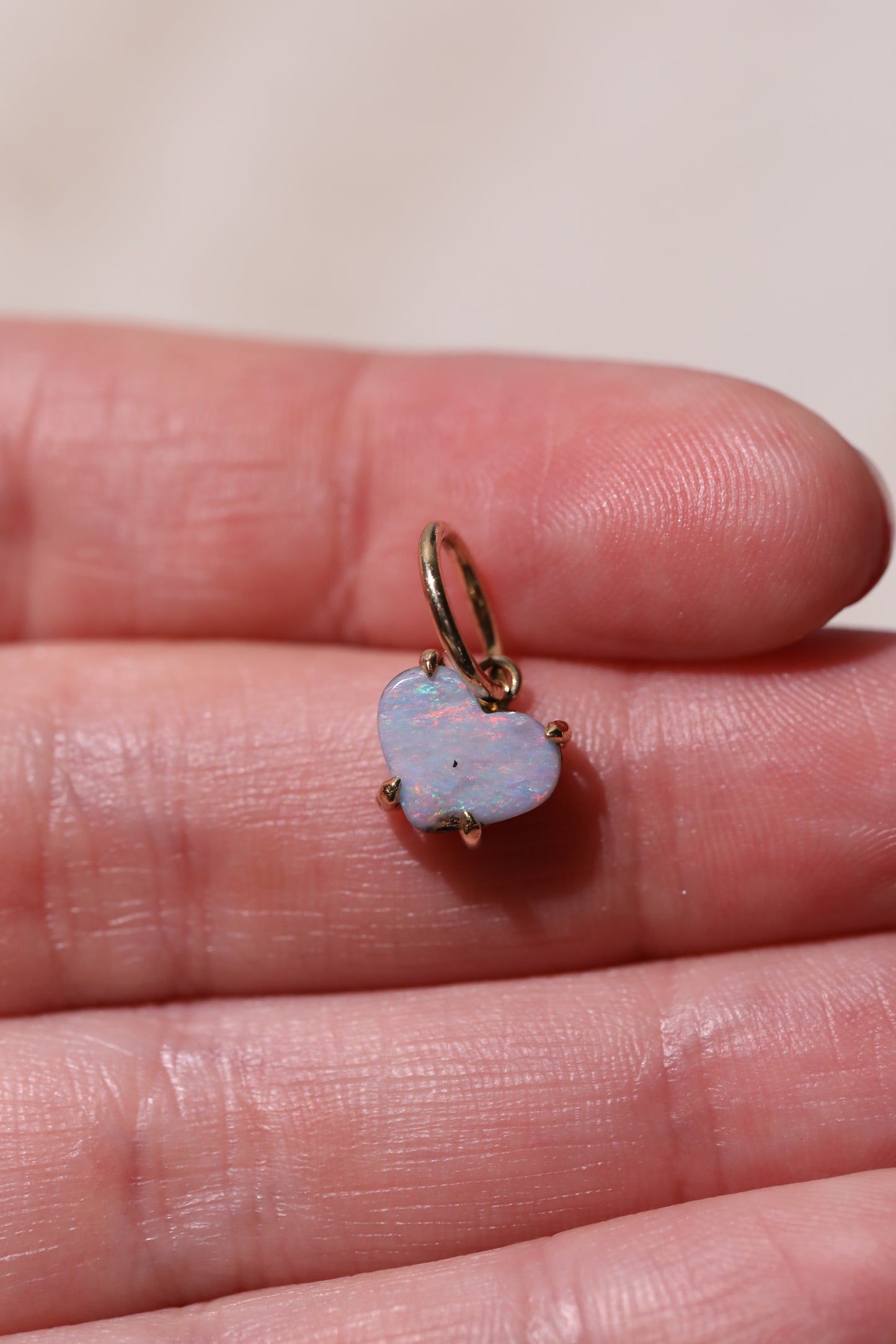 Baby Boulder Opal Heart Charm 14k