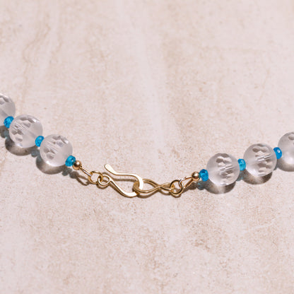 Clear Quartz and Apatite Beaded Necklace 14k