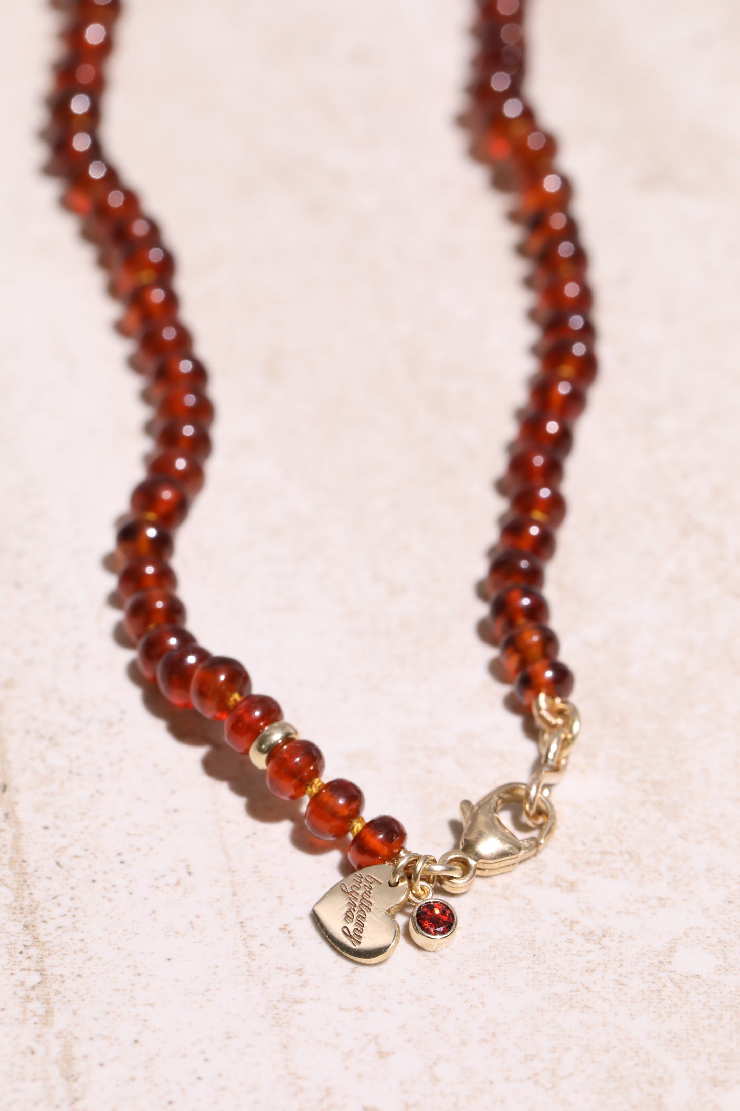 Hessonite Garnet Beaded Candy Necklace