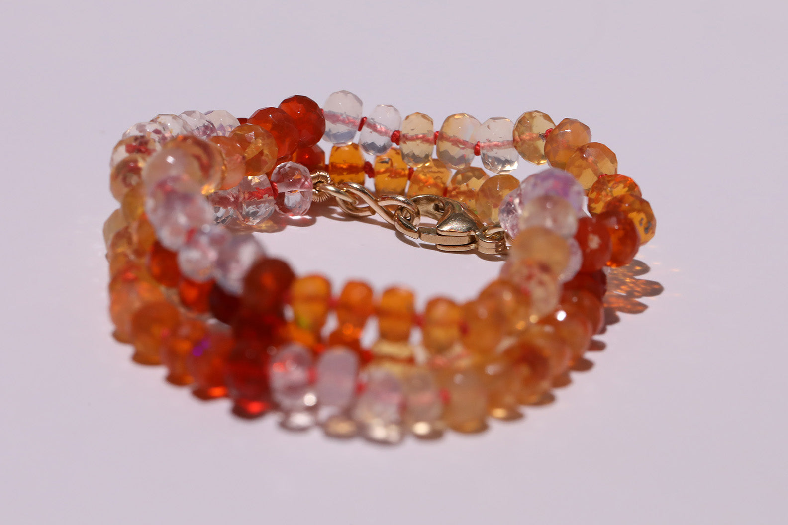 Mexican Fire Opal Knotted Candy Bead Necklace