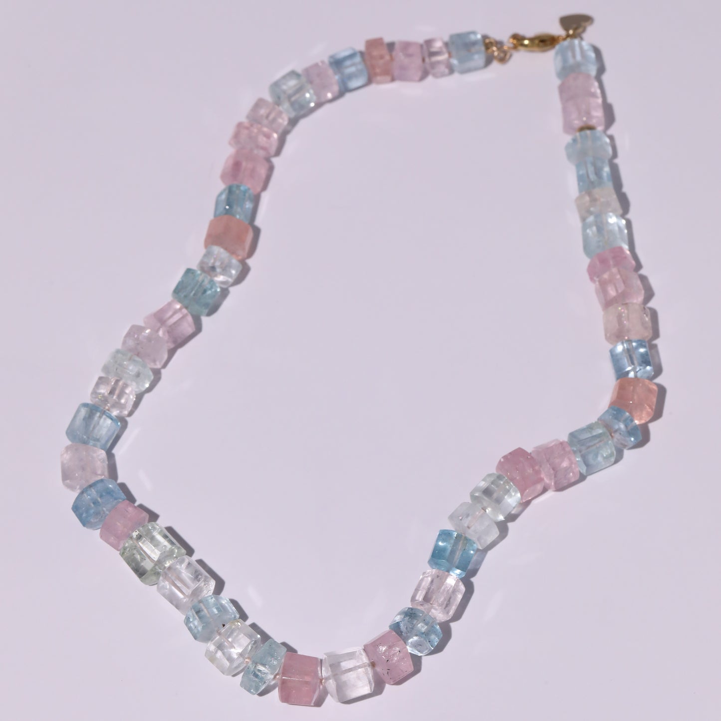 Beryl Rock Candy Aquamarine Knotted Candy Bead Necklace 14k