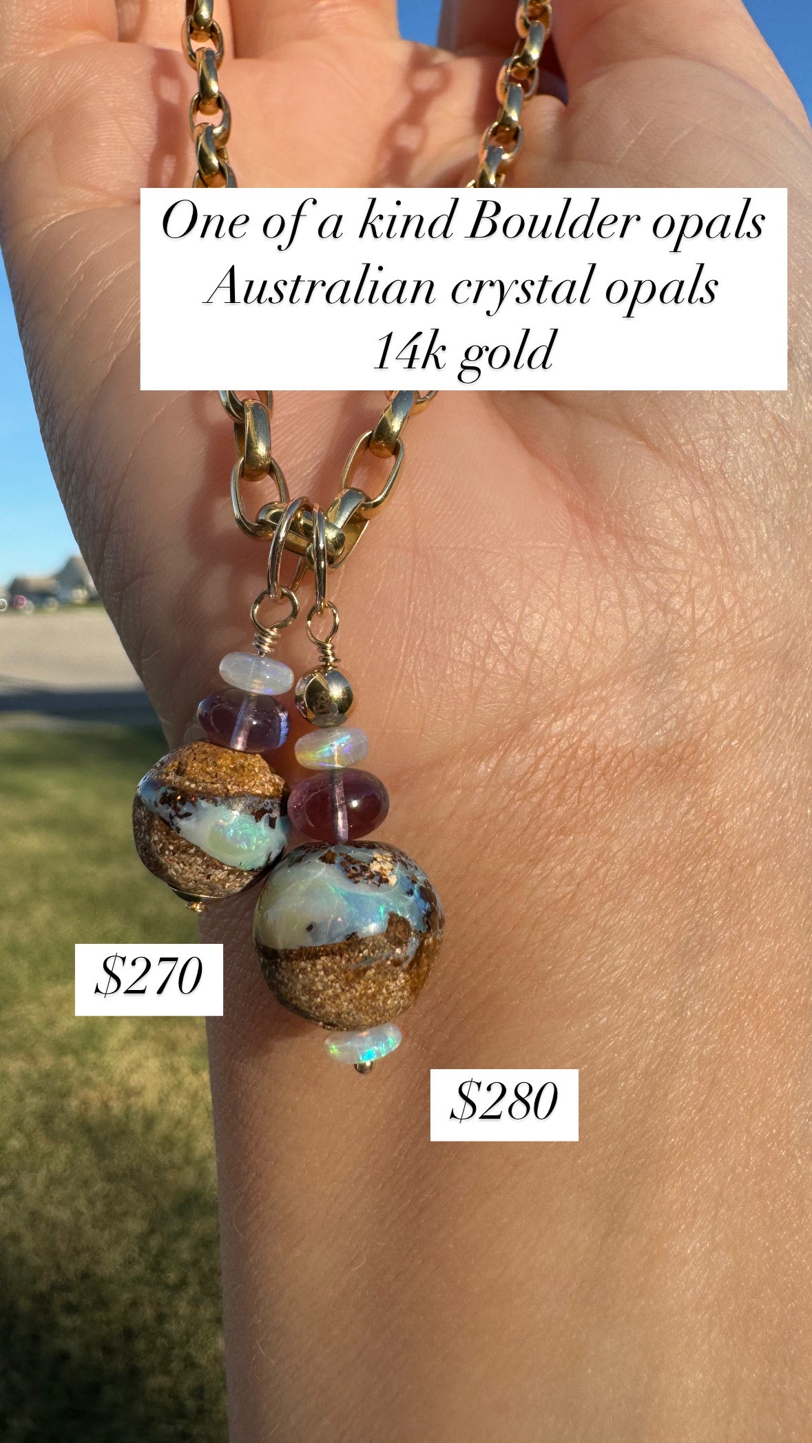 Boulder Opal Charms 14k