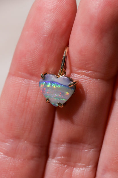 Rainbow Australian Boulder Opal Charm 14k