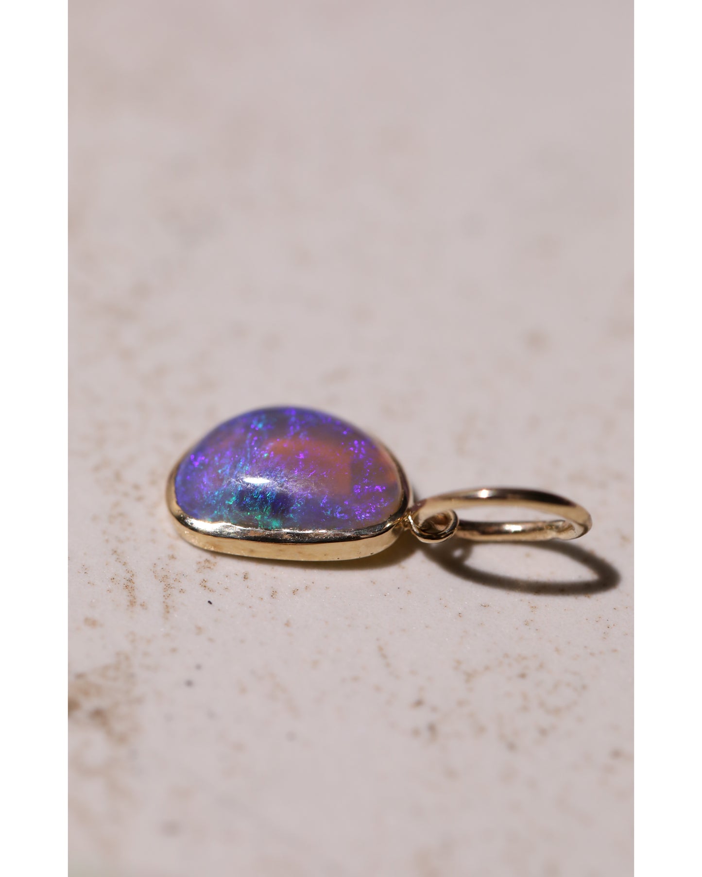 Jelly Bean Lightning Ridge Crystal Opal Charm 14k