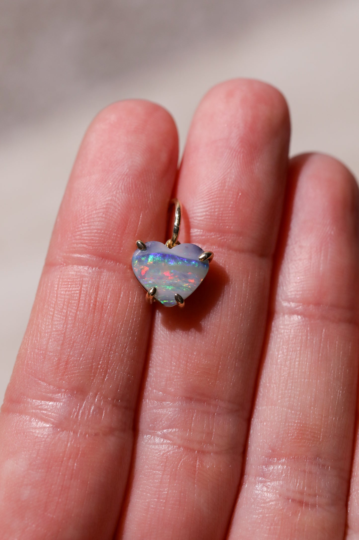 Rainbow Australian Boulder Opal Charm 14k