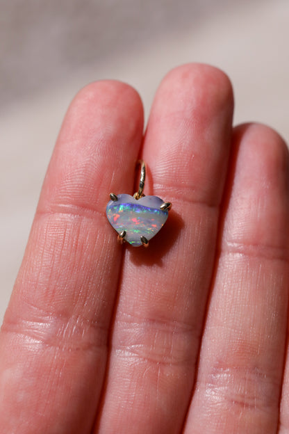 Rainbow Australian Boulder Opal Charm 14k