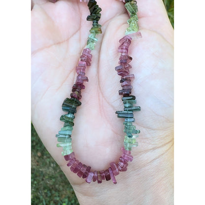 Gemstone Pixel Necklace | Tourmaline Multicolored Beads Necklace