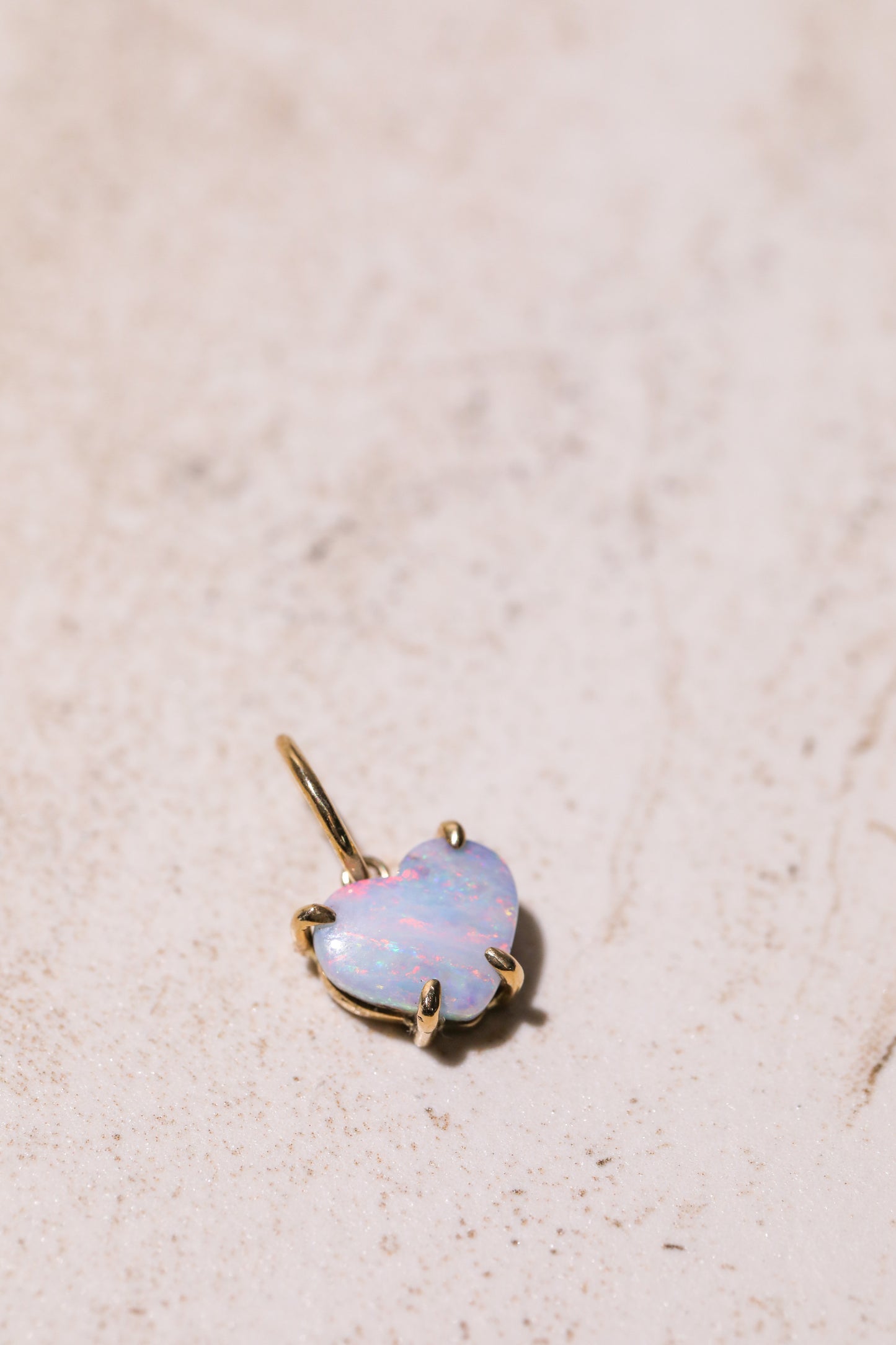 Pastel Boulder Opal Heart Charm 14k