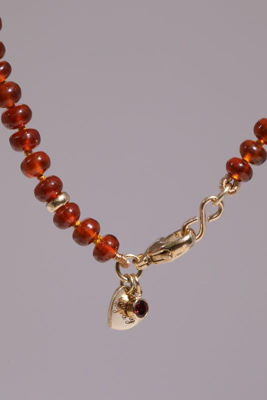 Hessonite Garnet Beaded Candy Necklace