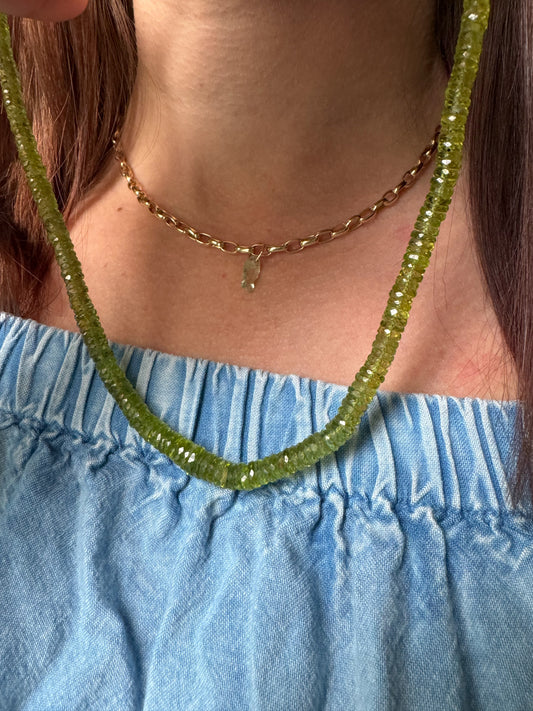 Made to Order - Faceted Peridot Heishi Strand 14k