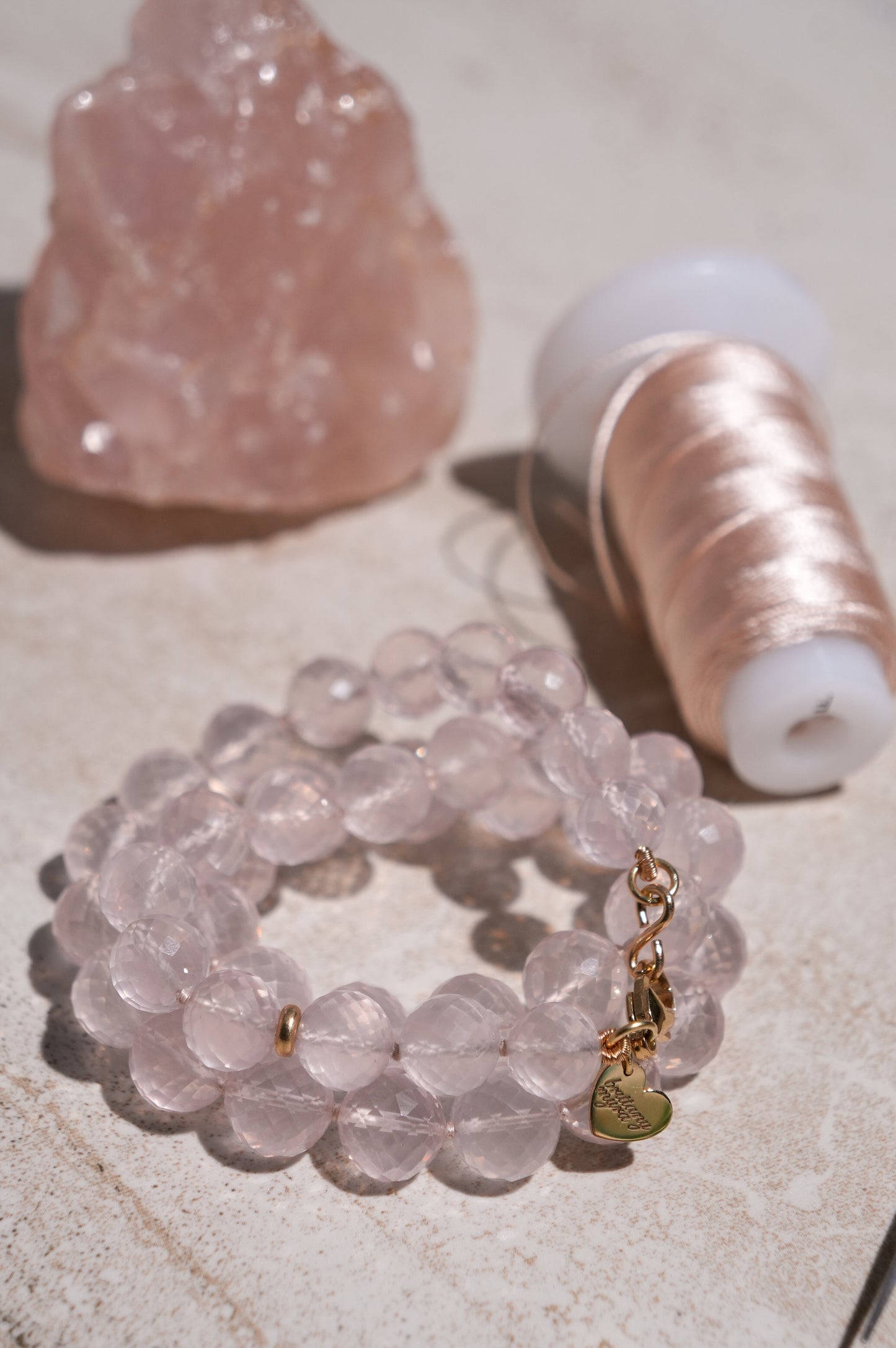 Faceted Rose Quartz Beaded Candy Necklace