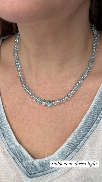 Sky Blue Topaz Beaded Candy Necklace 14k