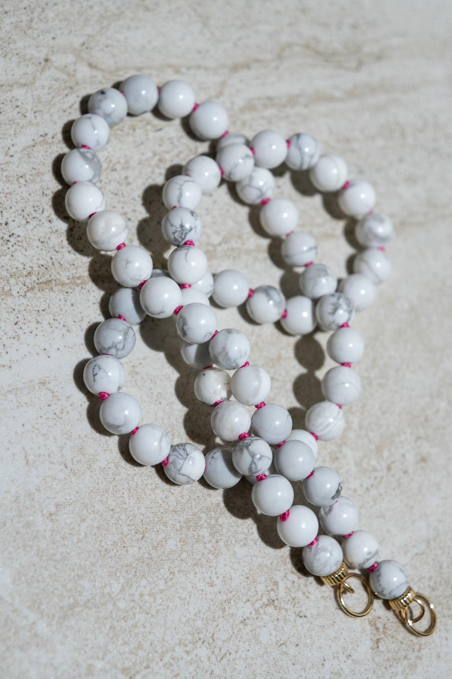 Howlite Knotted Candy Bead Necklace 14k Loops