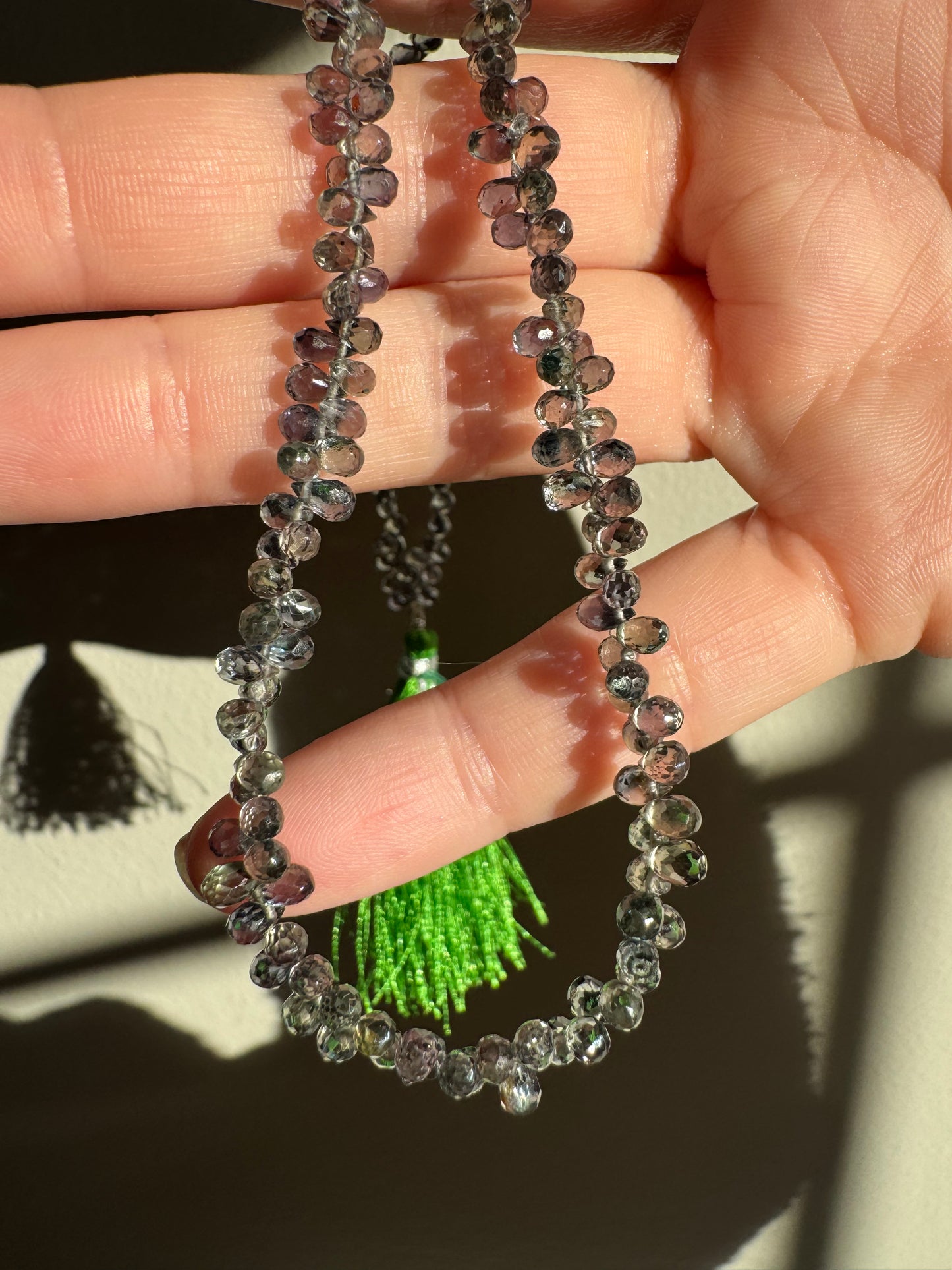 Australian Green Sapphire Beaded Necklace 14k