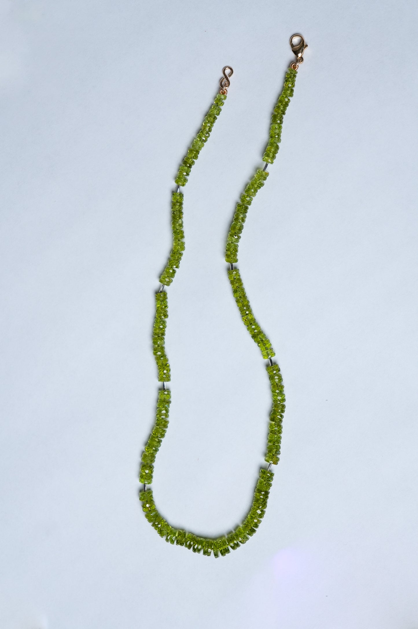 Arizona Peridot Beaded Candy Necklace 18k white & 14k yellow gold