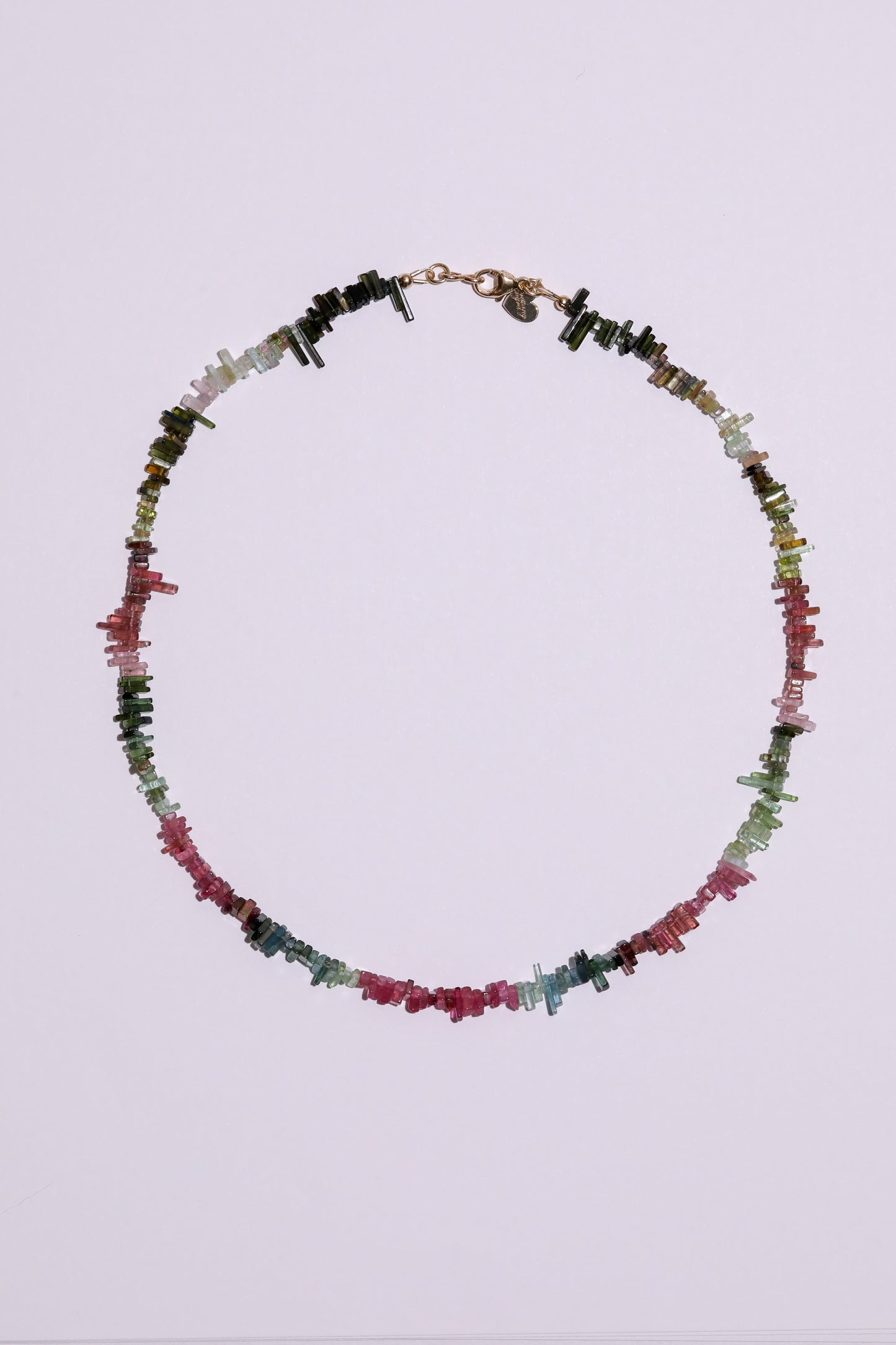 Gemstone Pixel Necklace | Tourmaline Multicolored Beads Necklace 14k