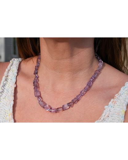 Amethyst Cut Tumbles Knotted Candy Bead Necklace