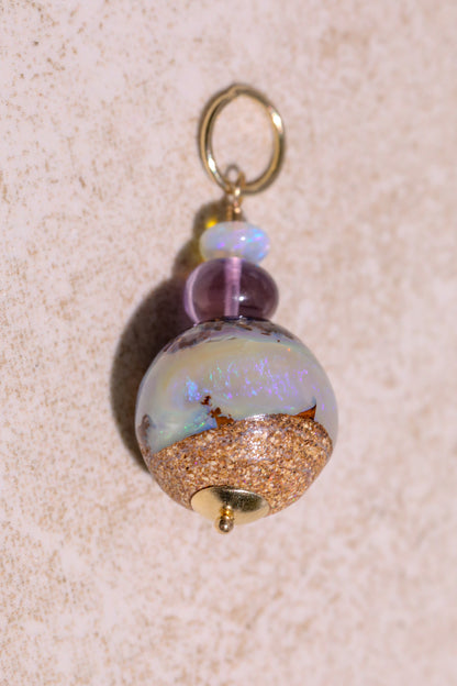 Boulder Opal Charm with Australian Crystal Opals