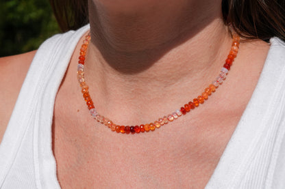 Mexican Fire Opal Knotted Candy Bead Necklace