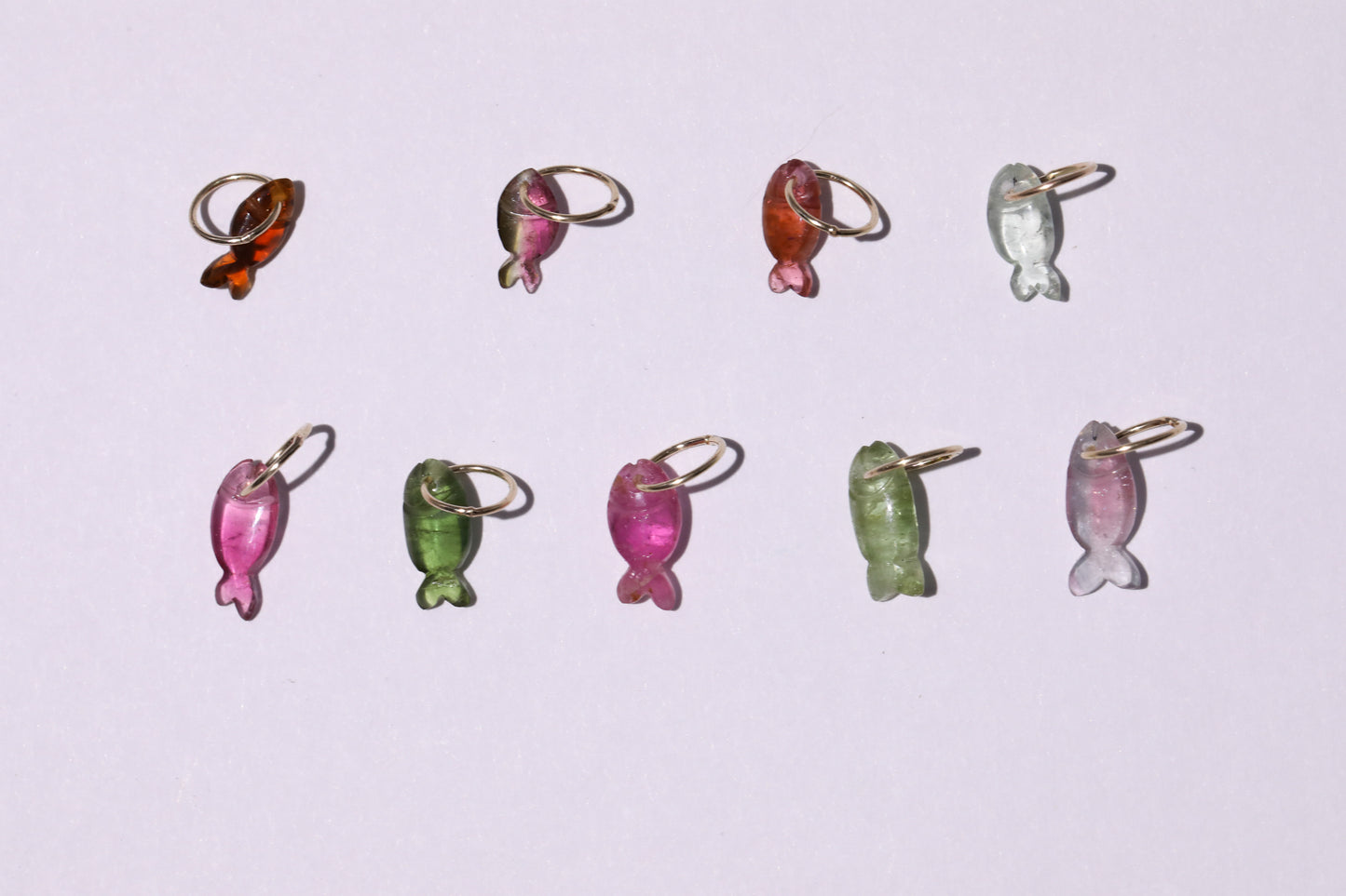 Sold Out - Natural Tourmaline Fishy Charms 14k