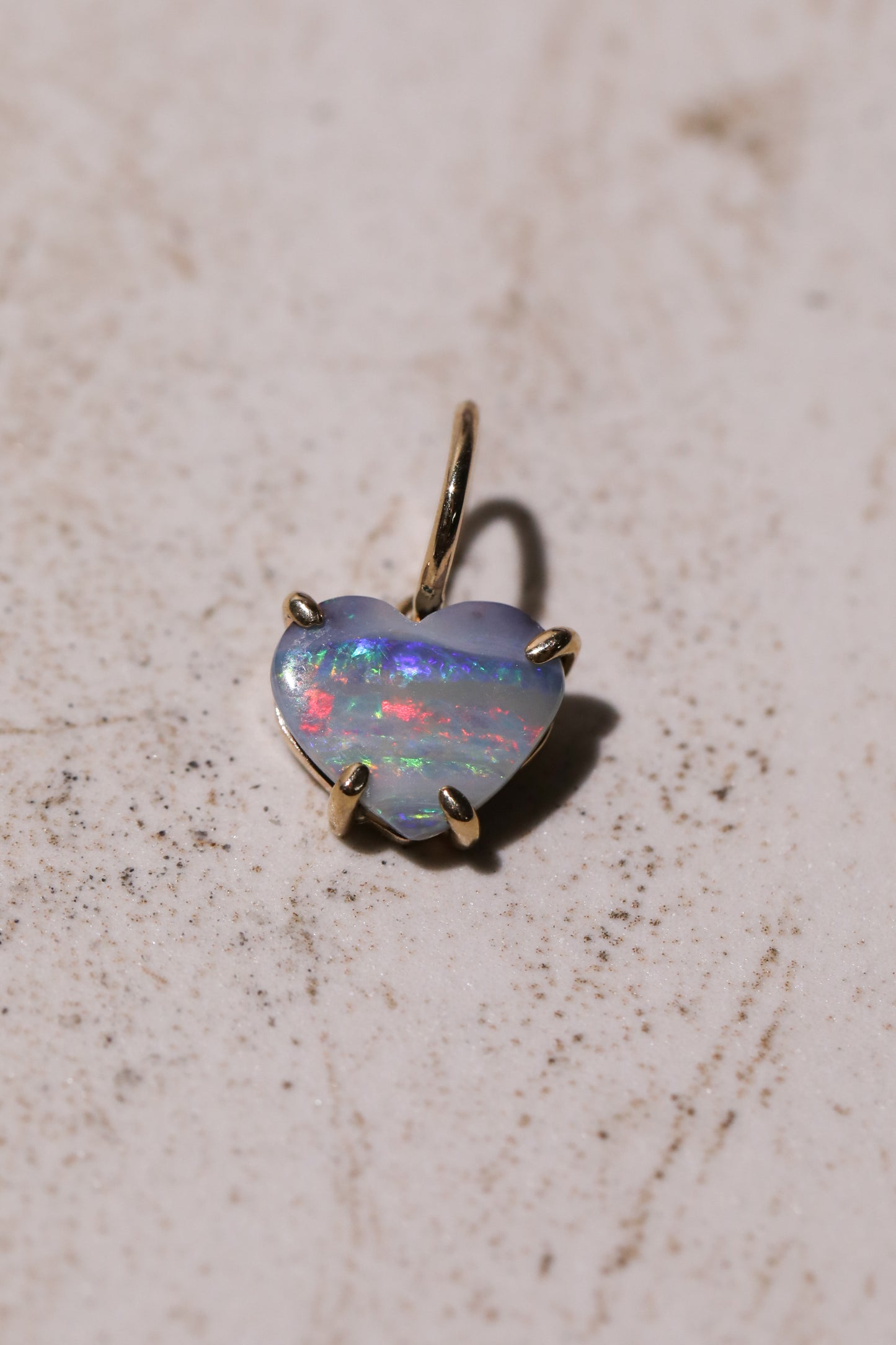 Rainbow Australian Boulder Opal Charm 14k