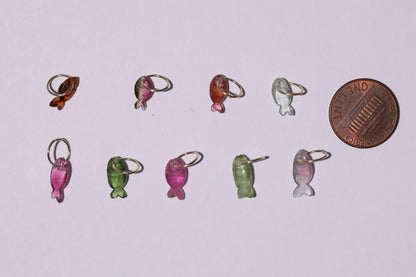 Sold Out - Natural Tourmaline Fishy Charms 14k