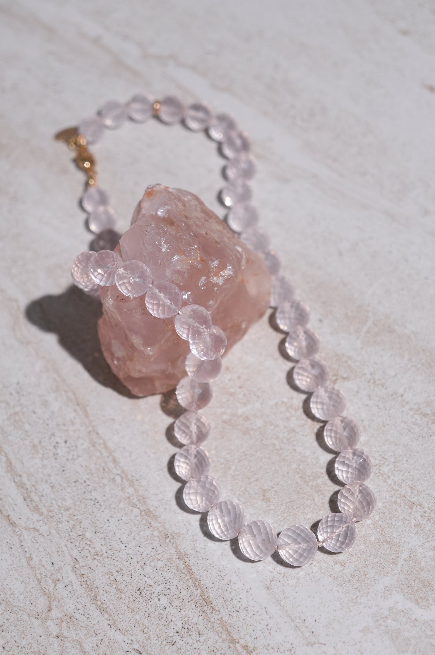 Faceted Rose Quartz Beaded Candy Necklace