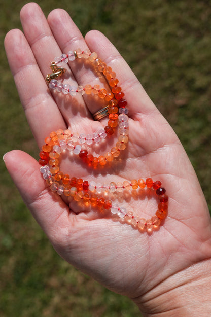 Mexican Fire Opal Knotted Candy Bead Necklace