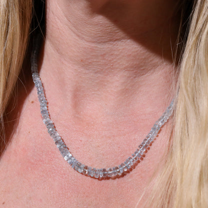 Aquafina II | Ice Blue Aquamarine Knotted Bead Necklace 14k Gold
