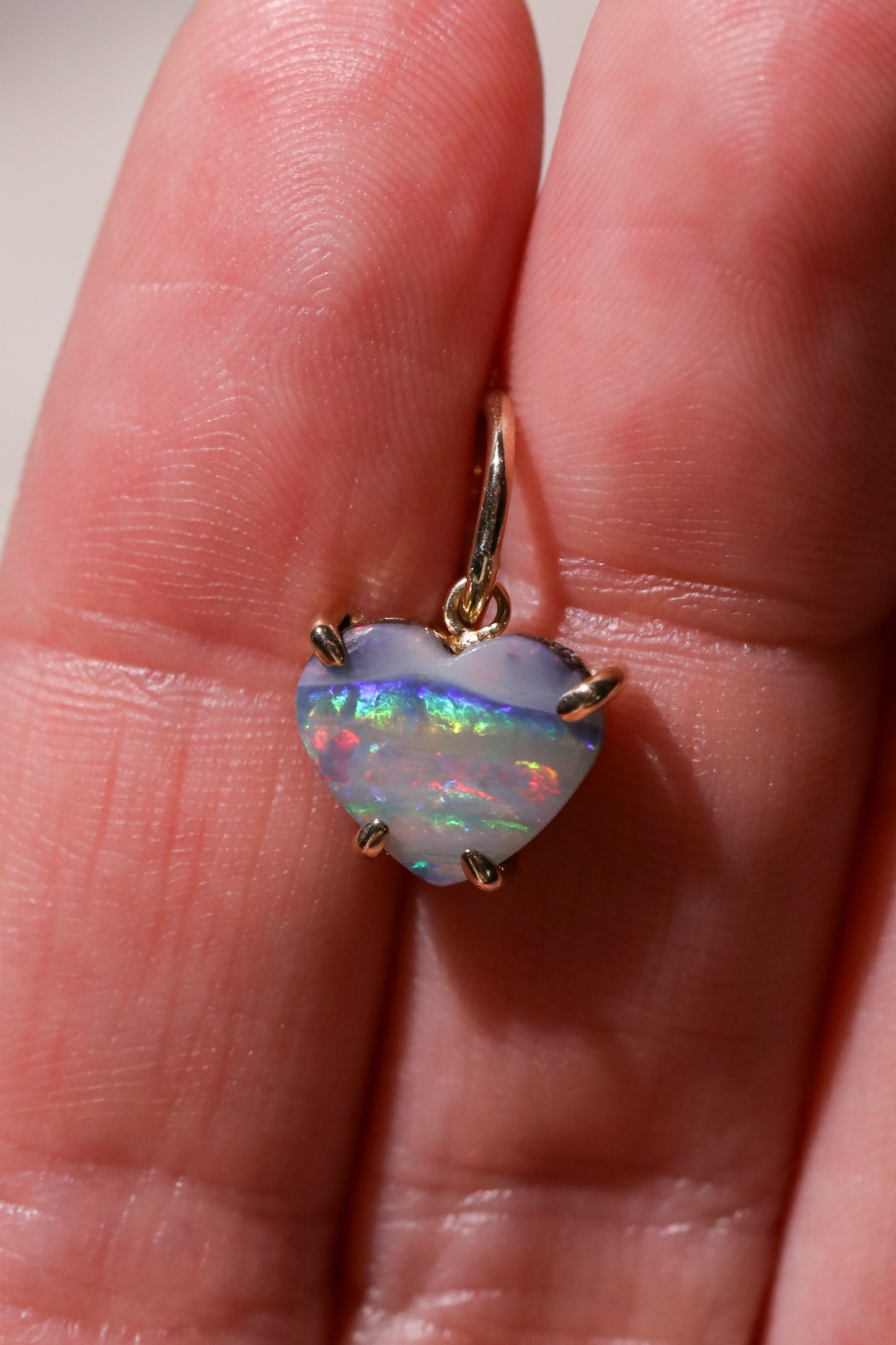 Rainbow Australian Boulder Opal Charm 14k