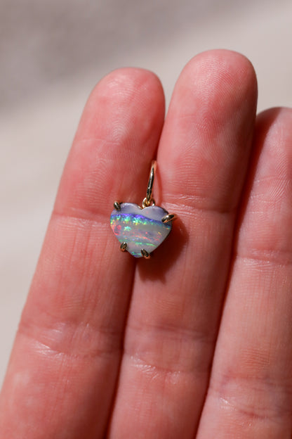 Rainbow Australian Boulder Opal Charm 14k