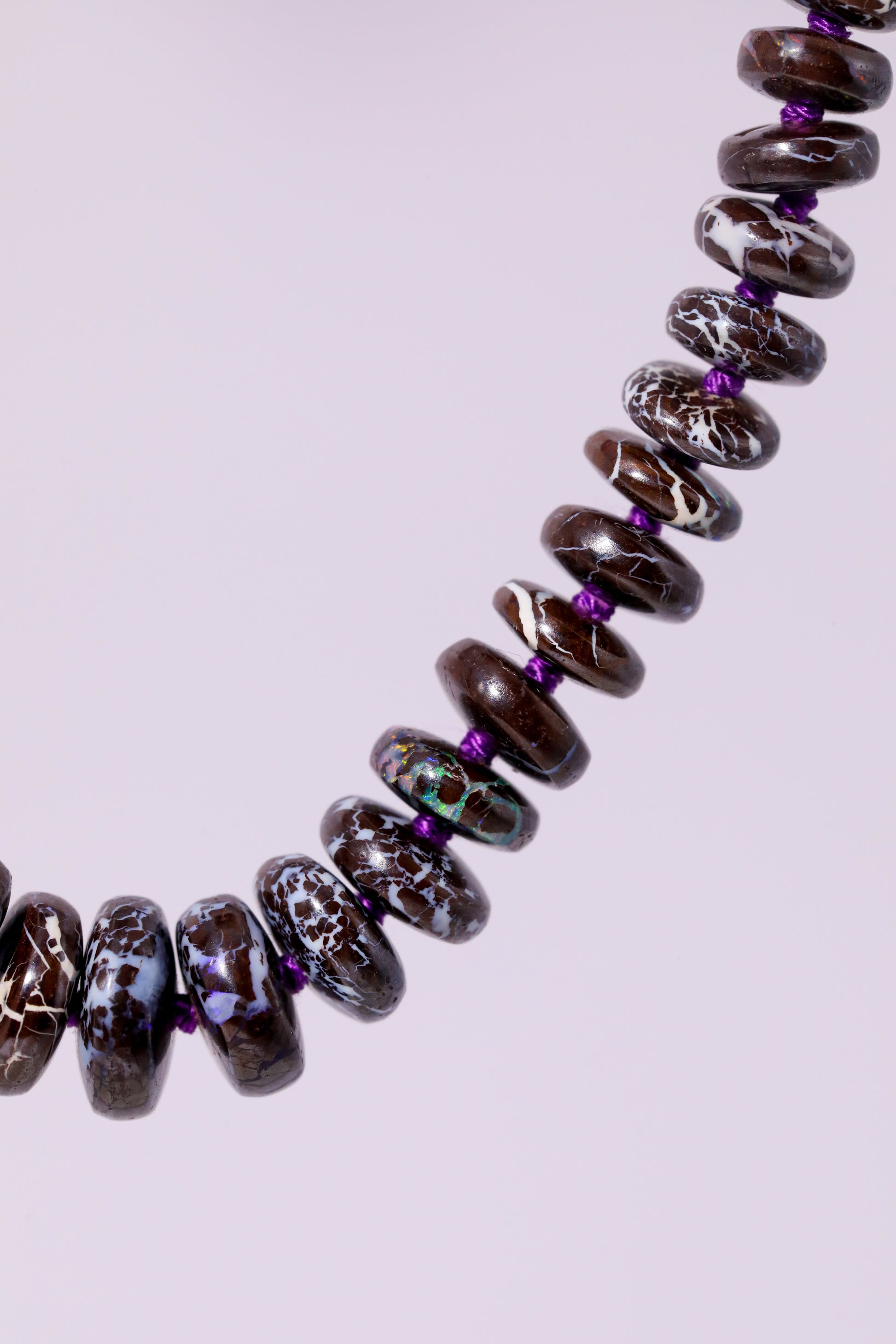 Boulder Opal Knotted Bead Necklace 14k