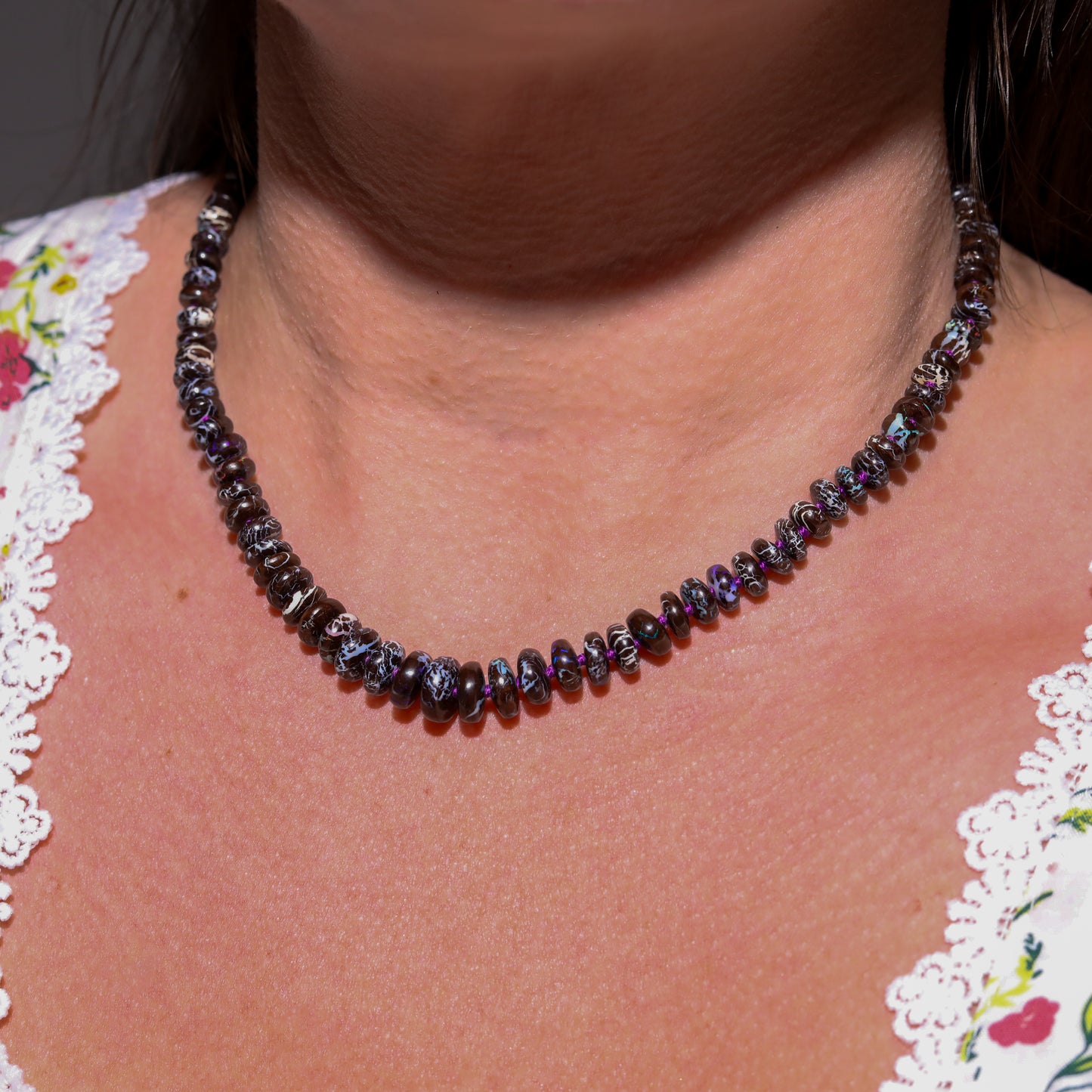 Boulder Opal Knotted Bead Necklace