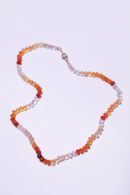 Mexican Fire Opal Knotted Candy Bead Necklace