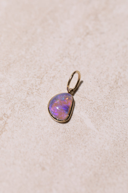 Jelly Bean Lightning Ridge Crystal Opal Charm 14k