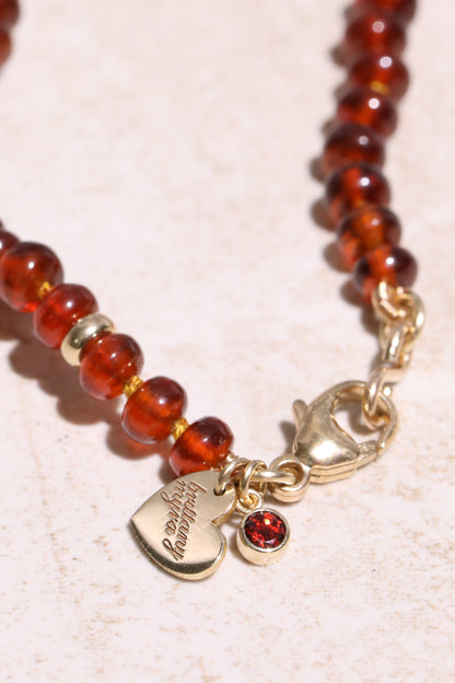 Hessonite Garnet Beaded Candy Necklace