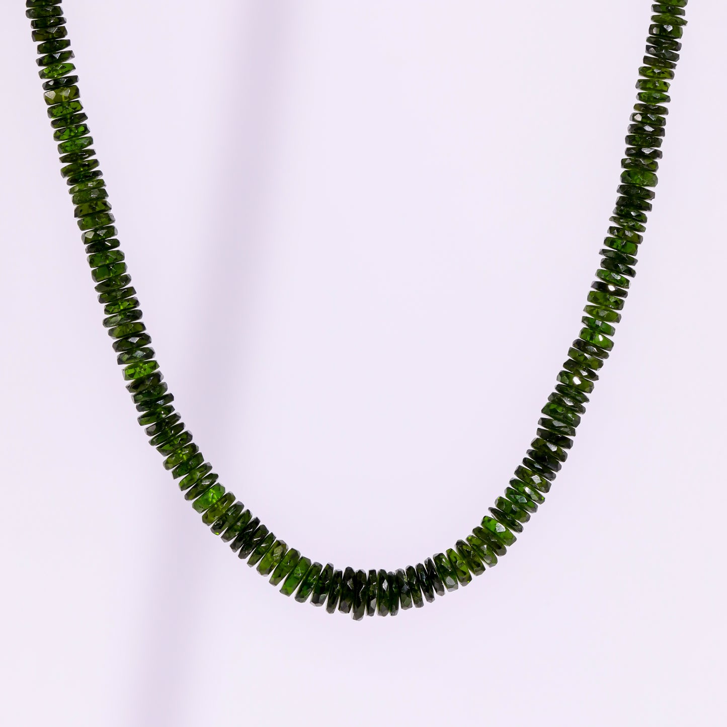 Chrome Diopside Candy Bead Necklace white background