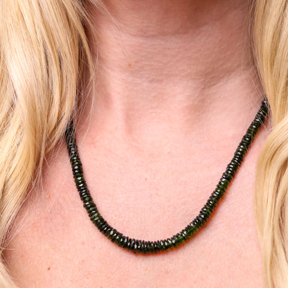 Chrome Diopside Candy Bead Necklace on model