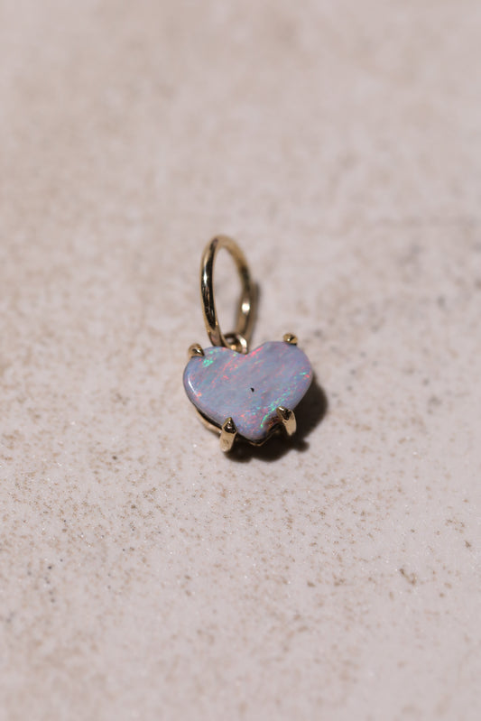 Baby Boulder Opal Heart Charm 14k