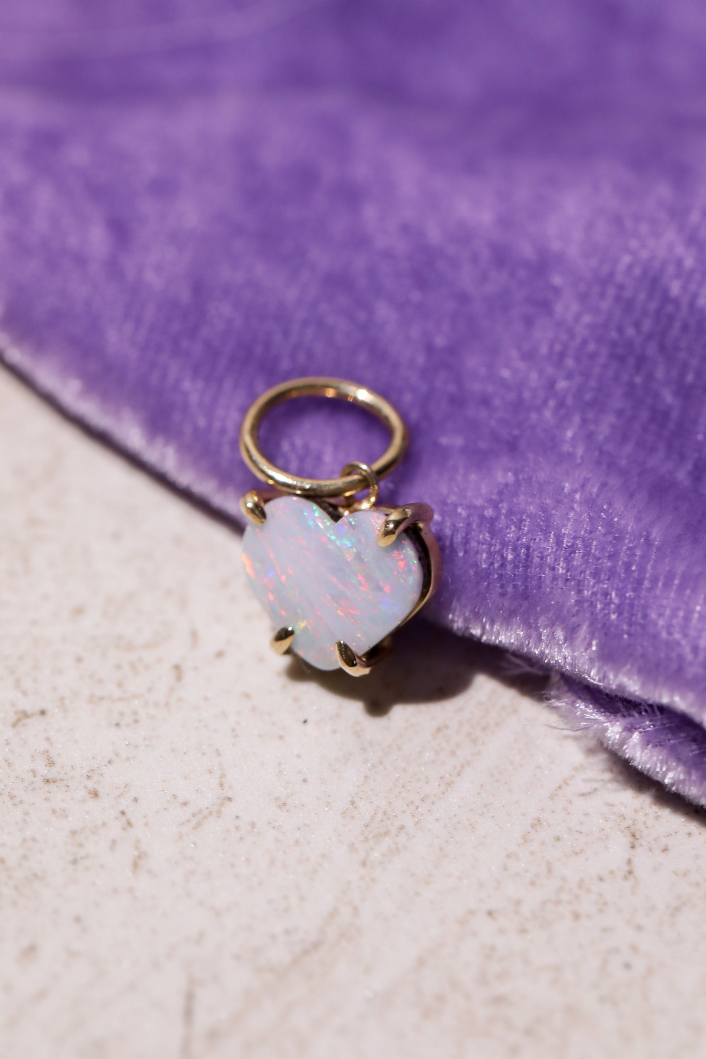 Pastel Boulder Opal Heart Charm 14k