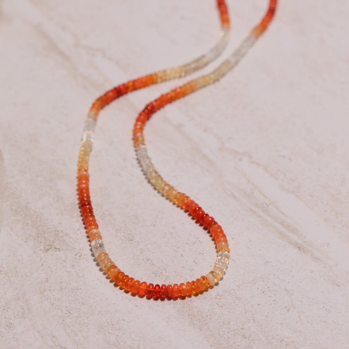 Mexican Fire Opal Beaded Necklace 14k