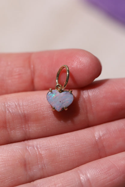 Baby Boulder Opal Heart Charm 14k