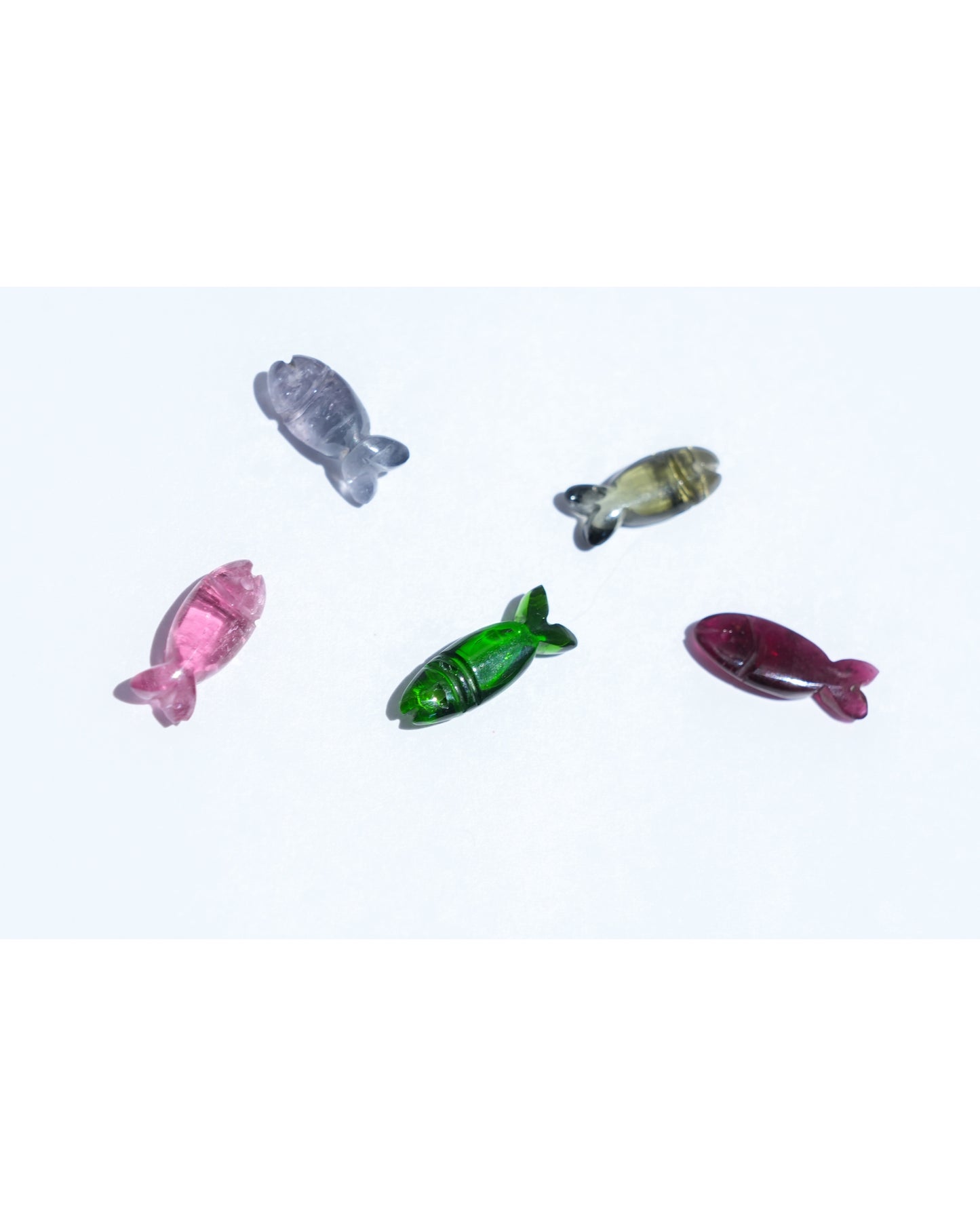 Natural Tourmaline Fishy Charms - 14k