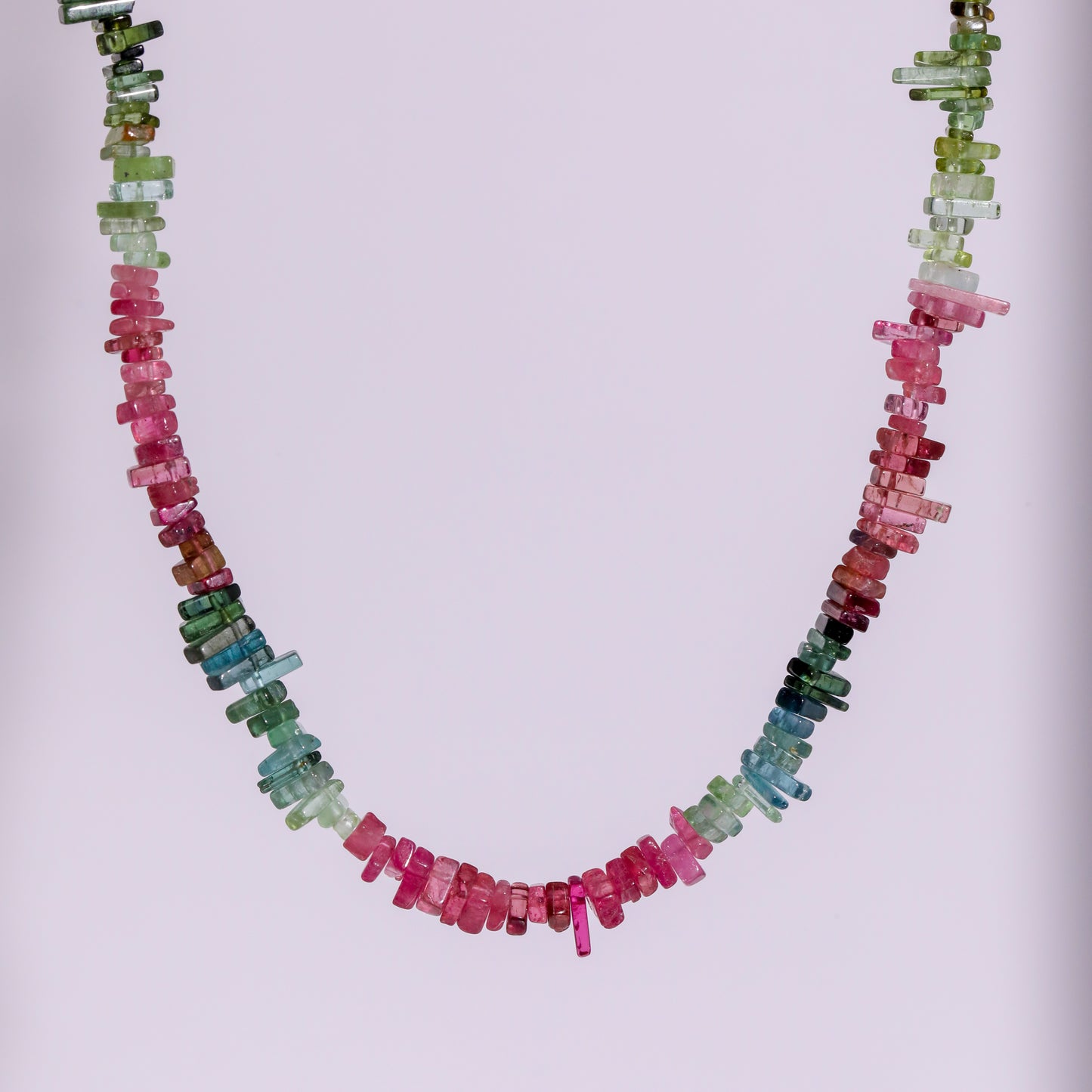 Gemstone Pixel Necklace | Tourmaline Multicolored Beads Necklace 14k