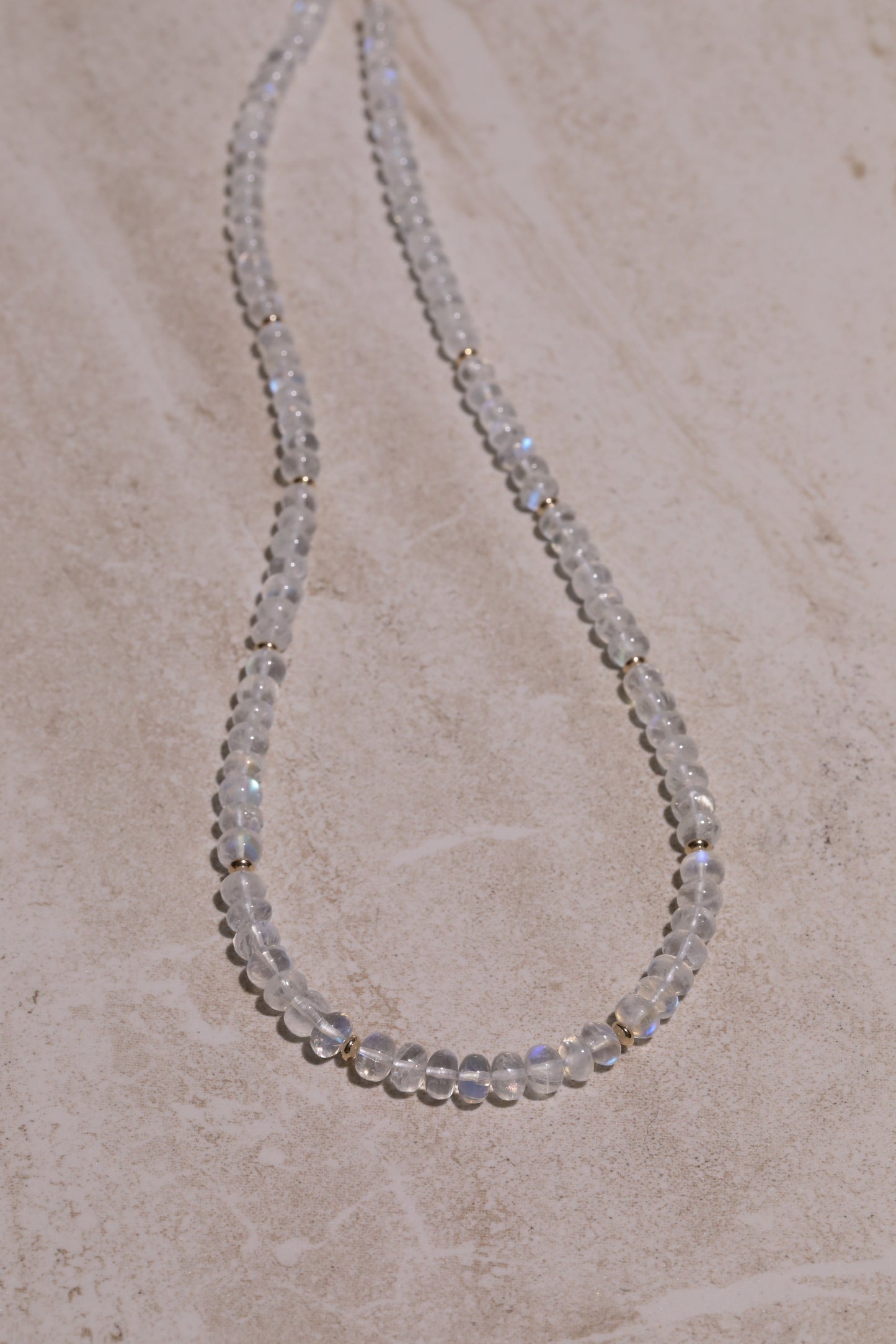 Rainbow Moonstone Candy Bead Strand 14k