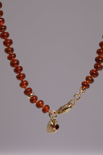 Hessonite Garnet Beaded Candy Necklace