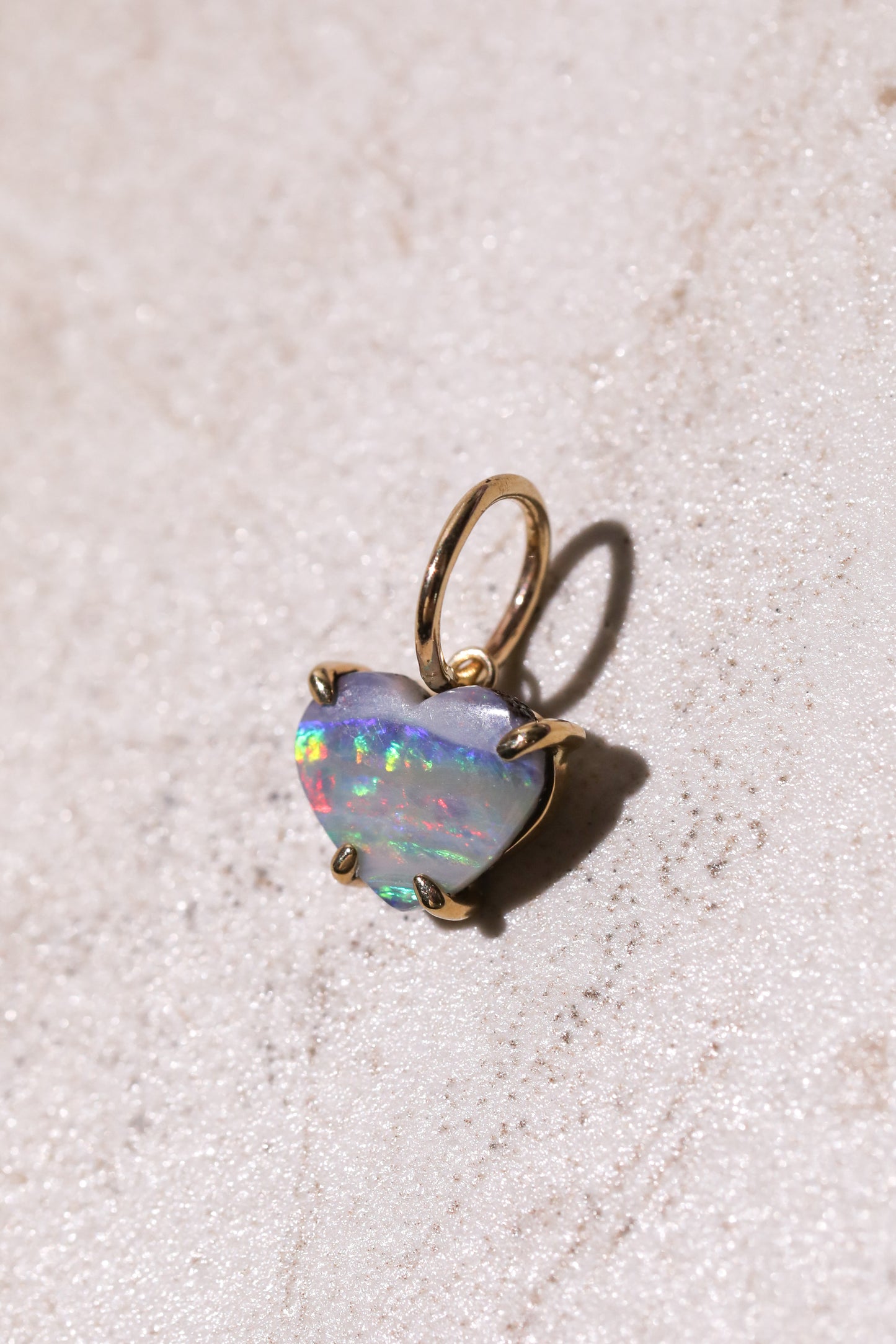 Rainbow Australian Boulder Opal Charm 14k