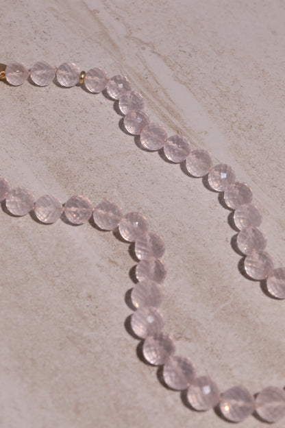 Faceted Rose Quartz Beaded Candy Necklace